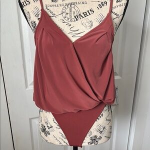 EXPESS XS Rust Red Wrap Bodysuit